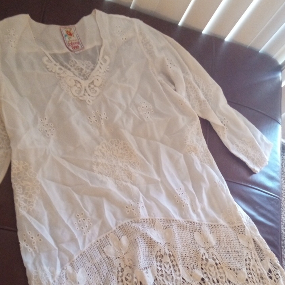 White Lace Tunic Top